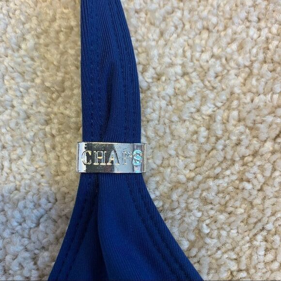 Chaps Ralph Lauren NWT ink blue one piece halter top slimming swimsuit size 8 - Picture 4 of 12